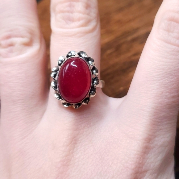 Jewelry - Size 7 R745 ruby ring sterling silver 925